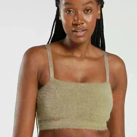 Gymshark Whitney Simmons Eyelash Knit Brown New Top Bra bandeau - Picture 7 of 16